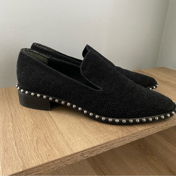 Adrianna Papell Black Leather Studded Loafers - Picture 1 of 11